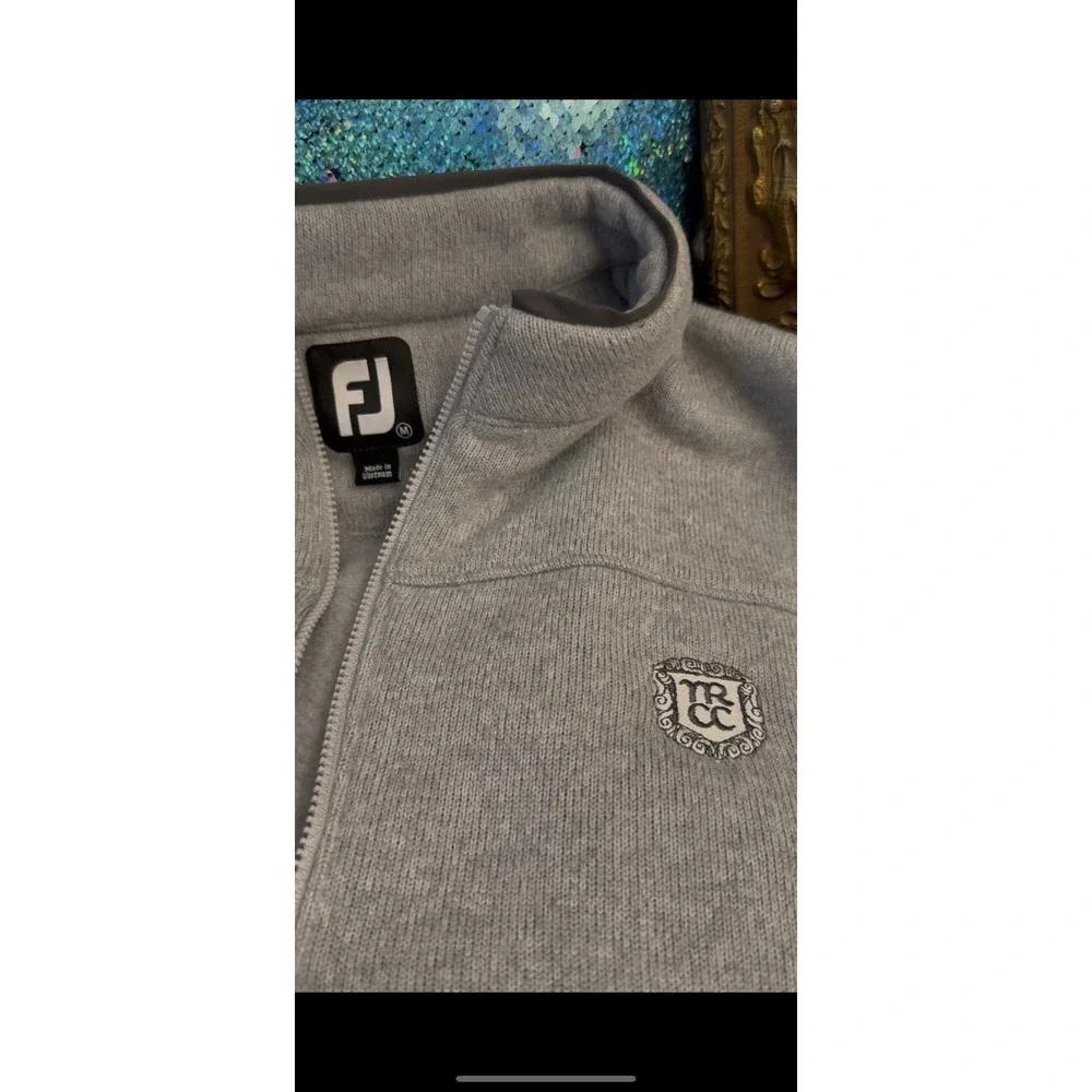 FootJoy FJ 1/4 Zip Fleece Golf Vest Men's Size Medium Gray Pullover Snap Pocket